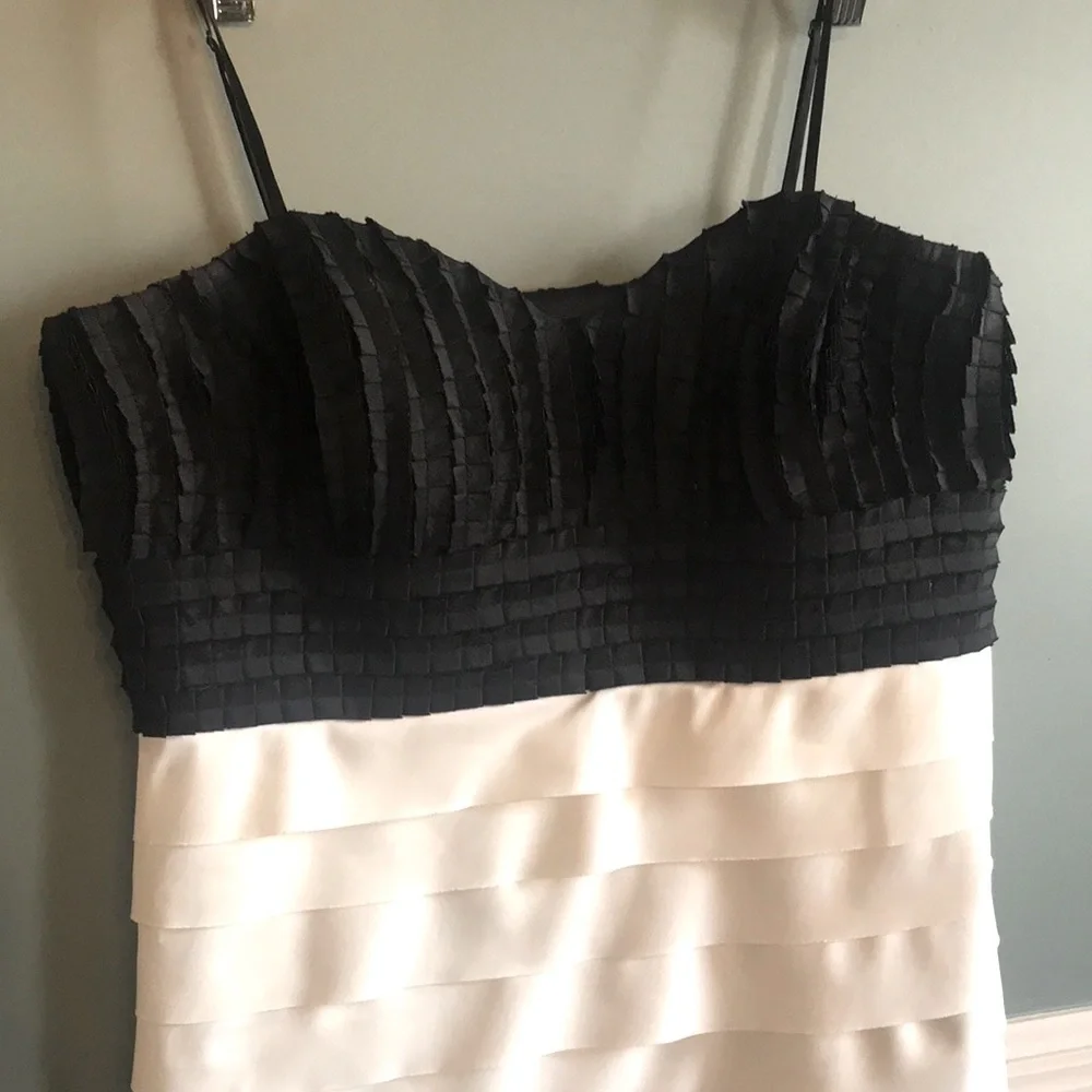 JS collection black and white ruffle gown. Size 12. Evening wear. Formal classic